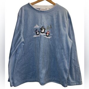 Madison Taylor Velour  Embroidered Long Sleeve Winter Top 2X